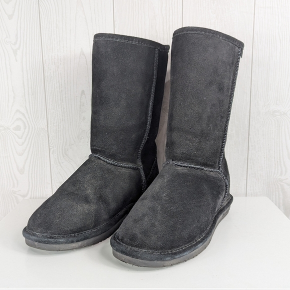 Bearpaw Boots Women's Size 8 Emma Style Black Suede Wool Blend Lining - Picture 1 of 11